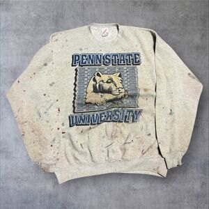 Vintage 90s Penn State University Splatter Pullover Sweatshirt Men's XL Thrashed